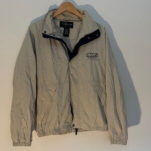 ✅ PAGE & TUTTLE Zip/ Button Up Golf Windbreaker Performance Jacket Rain Coat Tan